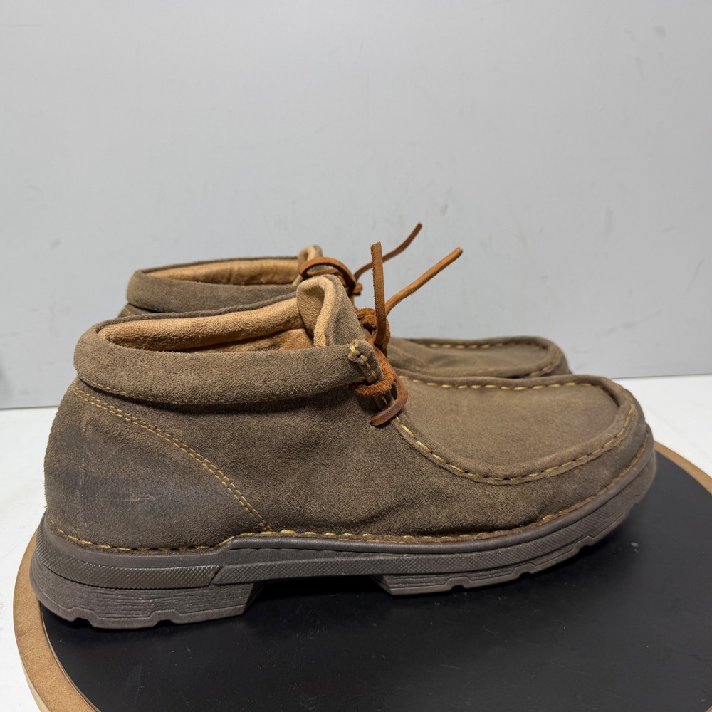 Born Chukka Boots Men Size 12 Moc Toe Brown Suede Leather Lace Up Shoes Workwear